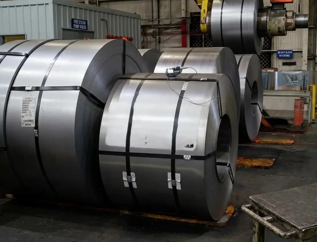 Cold Rolled Coil (CRC) labeled coils in facility
